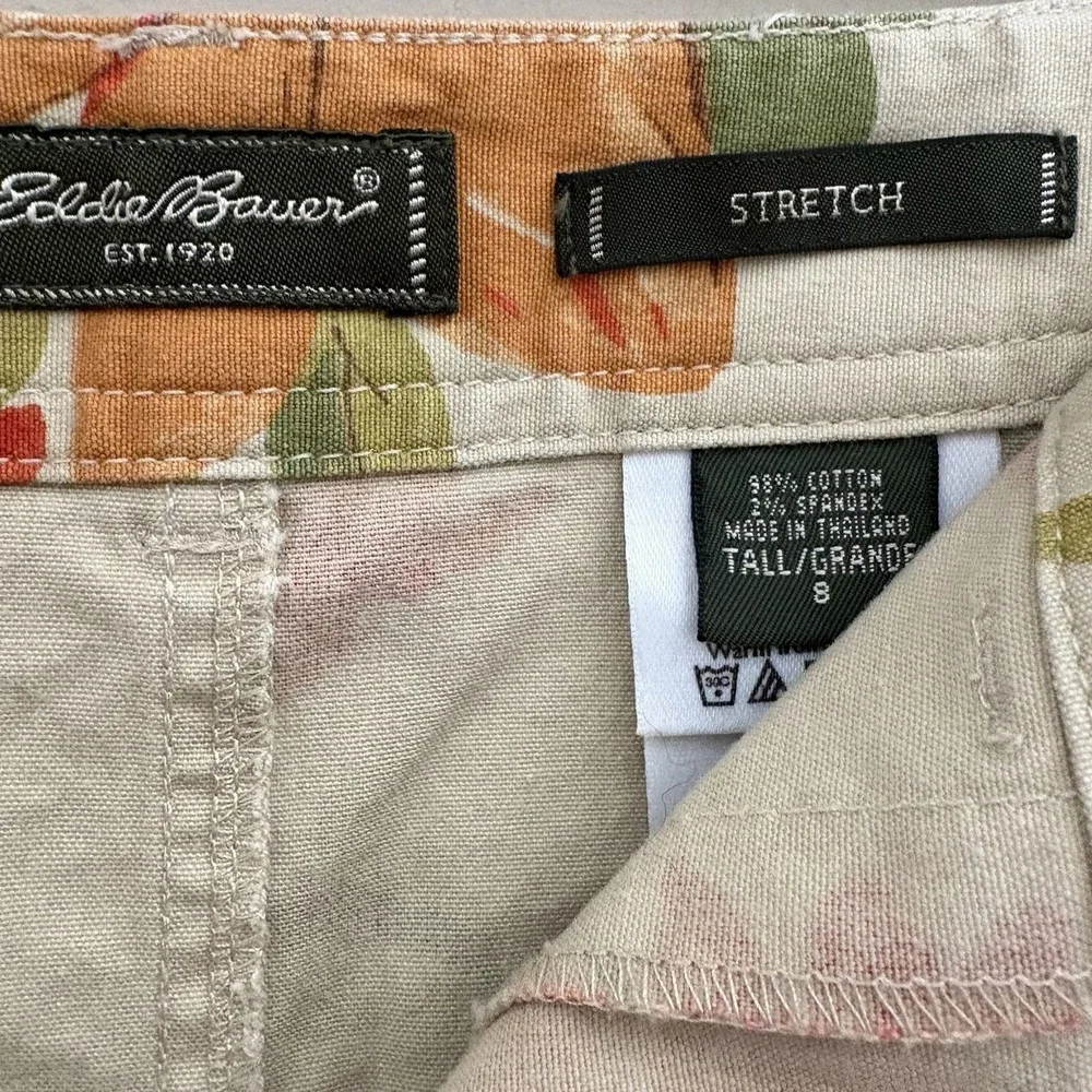 Eddie‎ Bauer Skirt Pencil Sz 8 Floral Zip Pockets Canvas Cottage core Garden